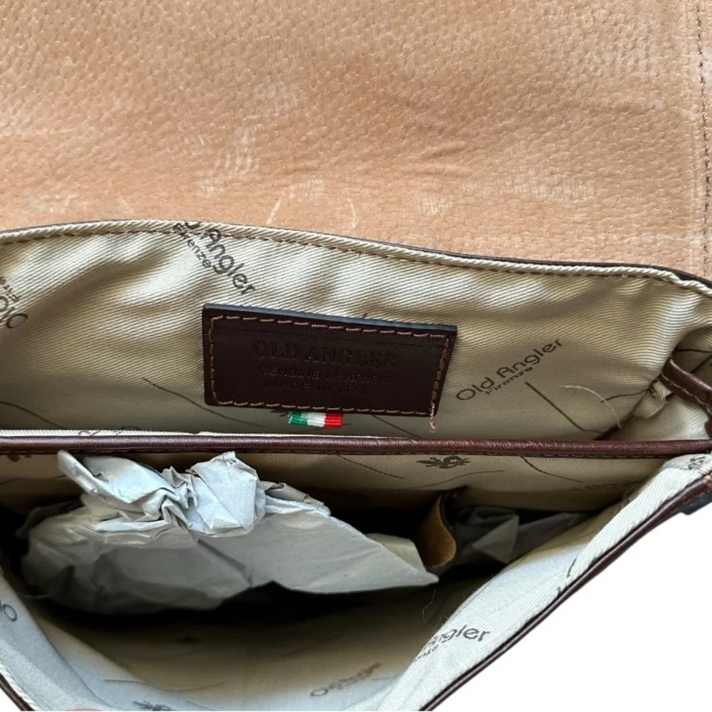 Old Angler Firenze Leather Satchel Bag For IPad Brown NWT